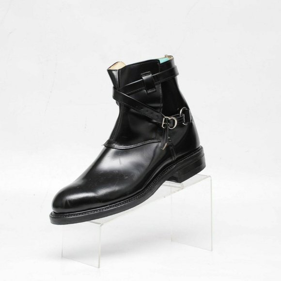 Vintage Black Leather Harness Beatle Ankle Boots Mens 10 E Made in USA Gumsole main image 4